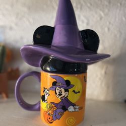 Disney Minnie Mouse Halloween Mug With Witch Hat Lid Topper 2-Piece Set NEW