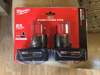 Milwaukee M12 Batteries 2PK XC3.0.  Brand NEW.  NUEVO.