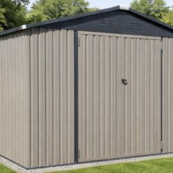 8x6 Steel Storage Shed Brown New In The Box 