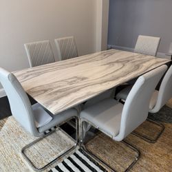 Marble Dining Table With Chairs- Moving Sale 