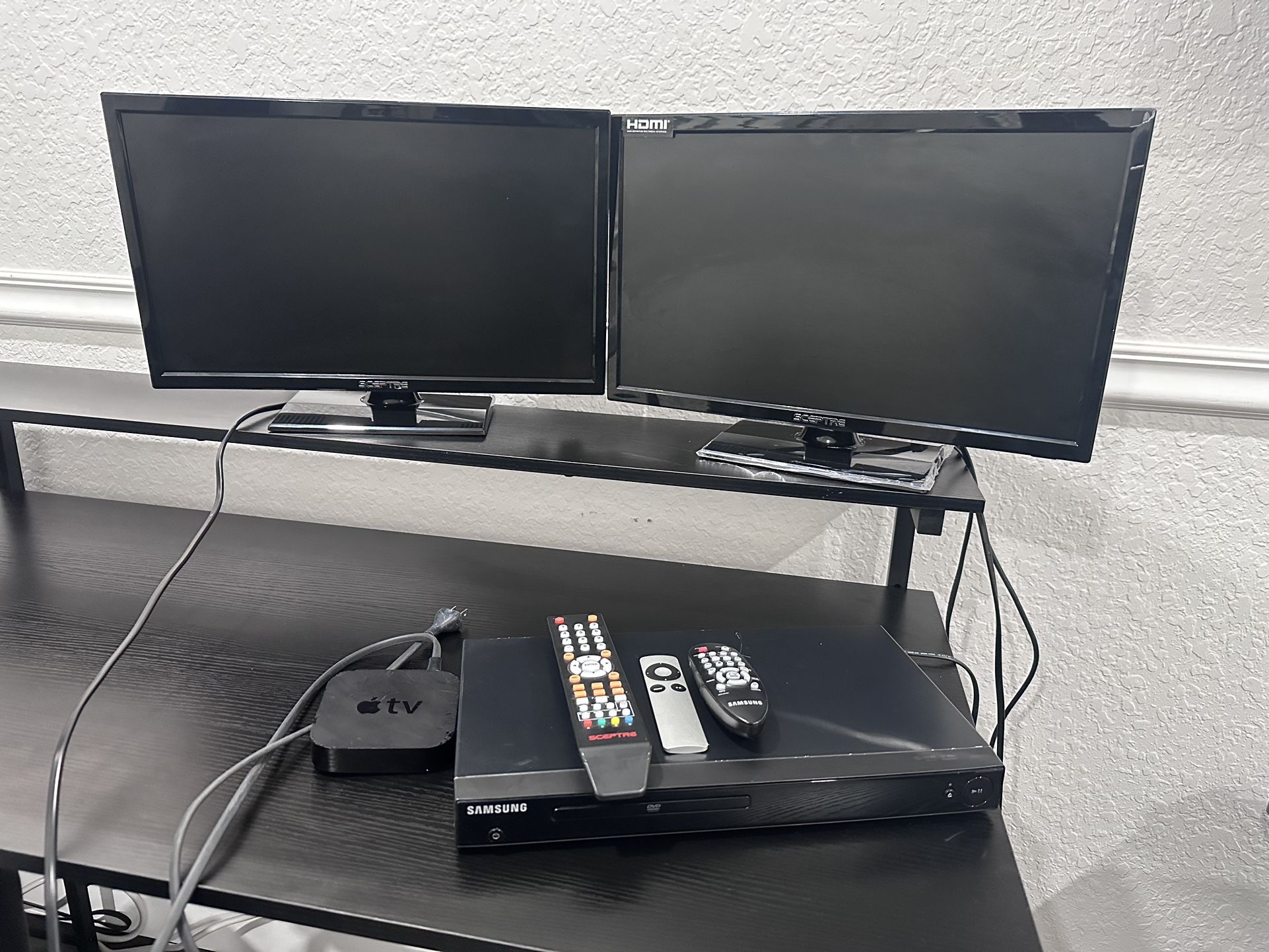 2 TV Sceptre, Apple TV, DVD