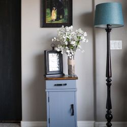 Modern Farmhouse Nightstand / Accent Cabinet – Solid Wood Top