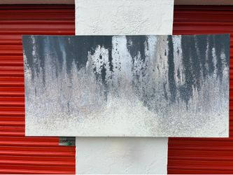 50x25" Blue & Silver Abstract Print