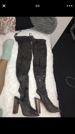 Grey Thigh High Boots - Size 7