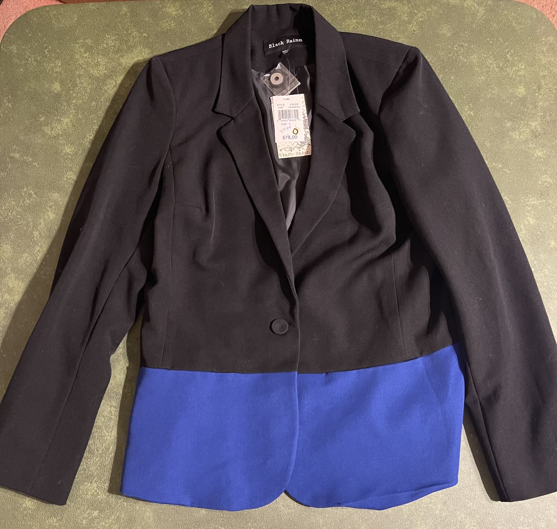 Black Rainn Womens Blazer Black & Blue Sz Large-New