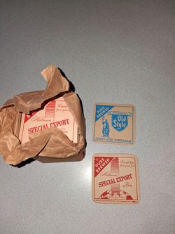 VINTAGE 1960'S DOUBLE SIDED OLD STYLE/SPECIAL EXPORT COASTERS NEW IN ORIGINAL PAPER PRE FILM SEALED WRAP