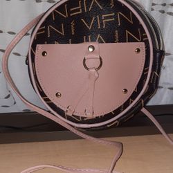 Round Canteen Style Two Tone Faux Leather Small Purse 