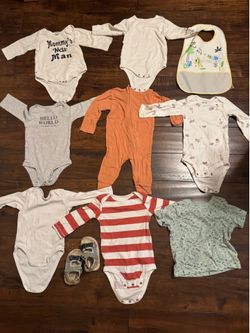 New born baby clothes mom new man girl baby and one lair of sandals