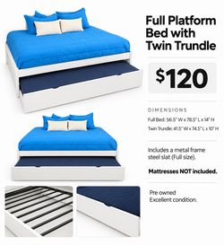 Full Platform Bed with Twin Trundle