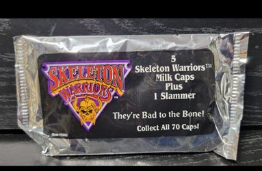 Vintage **SEALED** Skeleton Warriors Milk Caps POGS