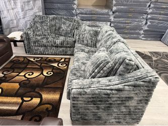 NEW GRAY CORDUROY SOFA AND LOVESEAT