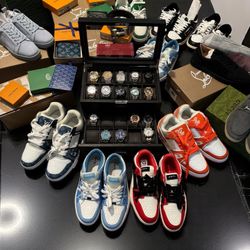 Enormous lot of designer watches, shoes, wallets, etc.