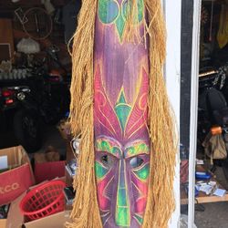 3 Foot African Style Mask Hand Carved In Bali 