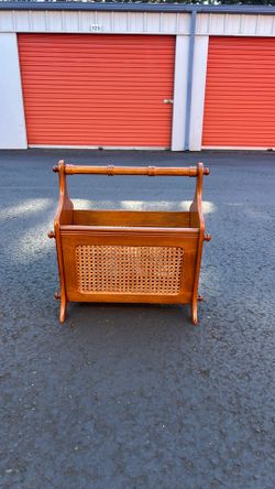 Cane wood magazine rack