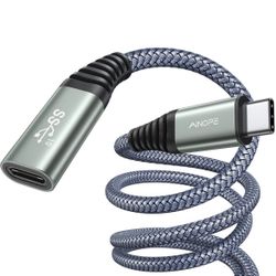 AINOPE USB C Extension Cable, [2M/6.6FT/10Gbps] USB 3.2 Transfer USB Type C Extender & 100W/5A Fast Charging Compatible with USB C Hub/Dell XPS/MacBoo