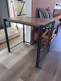 Industrial Wood and Metal End Table