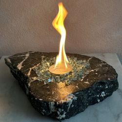 Handmade Stone Table Top Fire Pit for Indoor & Outdoor, Stone Candle Holder