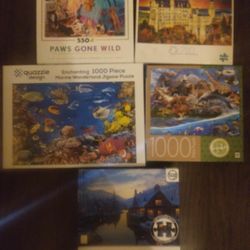 Lot Of 5 Jigsaw Puzzles 13.00