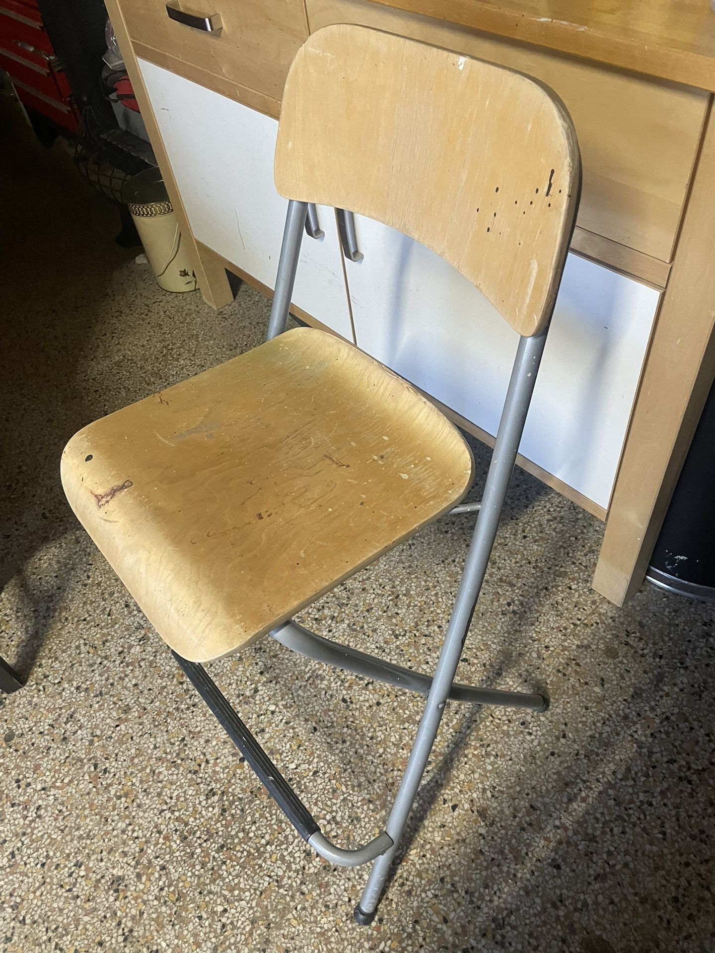 Ikea bar stool with backrest, foldable seat H 23 3-4”