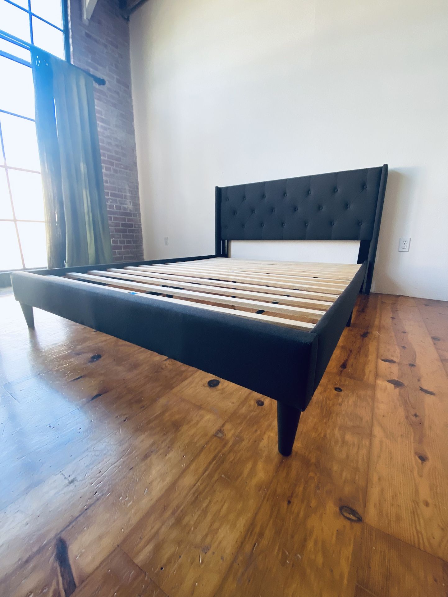 Queen Sized Upholstered Platform Bed Frame ( Deliver )