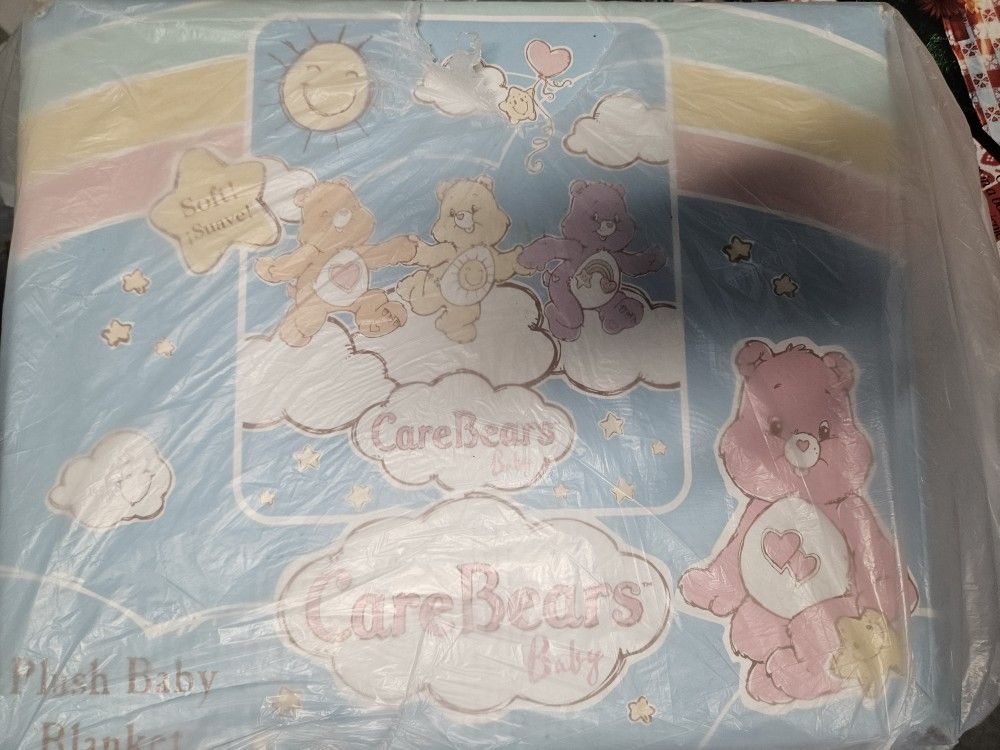 BRAND NEW - ORIGINAL Care Bears Plush Baby Blanket