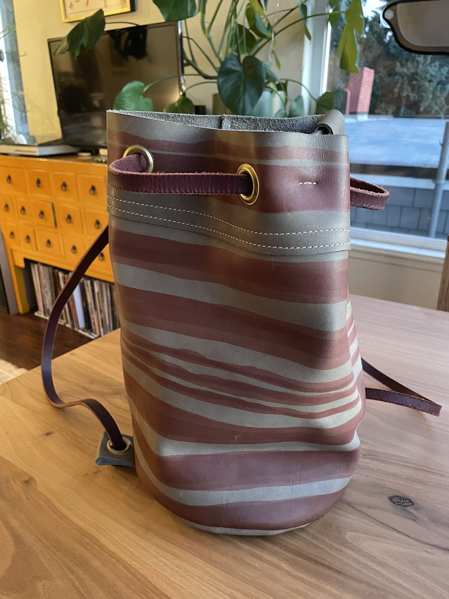 Unique Handmade Leather Bucket Backpack