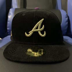 7 1/4 New Era Fitted Capsule Corduroy Atlanta Braves 1996 World '96 Olympic Black Hatclub   