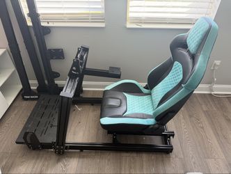 Racing Simulator Cockpit with Seat - Fits Logitech, Thrustmaster, Fanatec