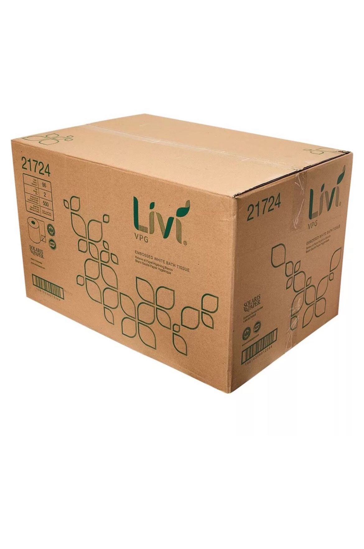 Livi VPG Bath Tissue, 2-Ply, White, 500 Sheets/Roll, 96 Rolls/Carton 21724