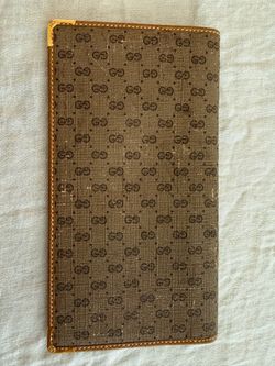 Gucci Brown Monogram Slim Long Wallet with Gold Corners
