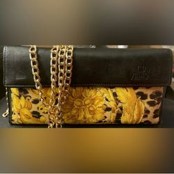 Vintage Gianni Versace Baroque and yellow long wallet. 1(contact info removed). Authenticity guaranteed.