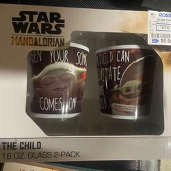 Baby Yoda Glass Cups $7 New