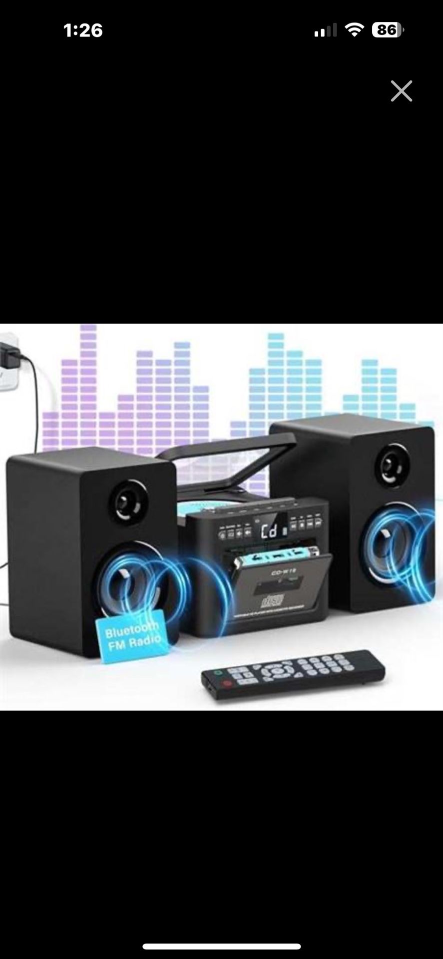Greadio Stereo System for Home with Boombox CD and Cassette Player Combo,