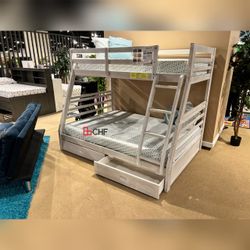 New twin over full bunk bed with storage two drawer 