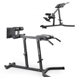  Heavy-Duty Adjustable Roman Chair - Back Extension Bench with Multiple Adjustment Functions- Hyperextension Bench Perfect for Home Gym (Black, 45°-18