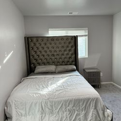 Bed, Box Spring and Nightstand