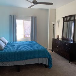 Beautiful Real Wood Espresso Dresser w Mirror Nightstand