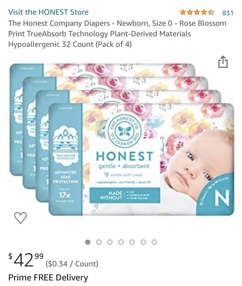 The Honest Company Diapers - Newborn, Size 0 