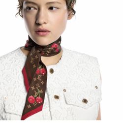 Louis Vuitton Cherry silk Bandeau Scarf