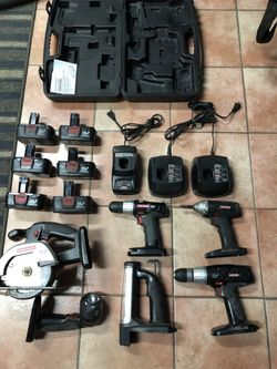 Cordless tool set 19.2 volt craftsman tools drill impact gun saw light etc