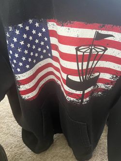 Disc Golf American Flag Black Hoodie-Size Large