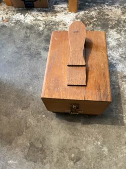 Vintage Wooden Shoe Shine Box & Shoe Care Kit – $40