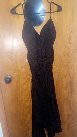 Black Lace Spaghetti Strap Maxi Dress
