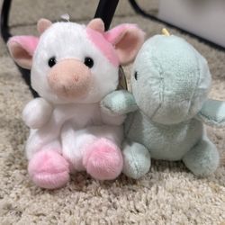 Cow and dinosaur keychain