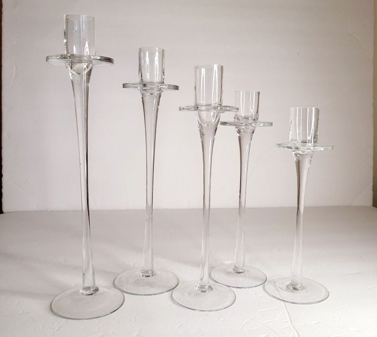 Glass Long Stem Candle Holders 