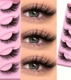 Fluffy Volume False Eyelashes, Wispy Natural Look Fake Lashes, Reusable Soft Cotton Band Lashes for Daily & Glam Makeup