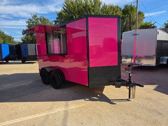 2027 New 6x12 TA Screwless Enclosed Vending Trailer | Blackout | Spoiler Package | .08 Polycor | Dexter Axle | 1276 (PINK)