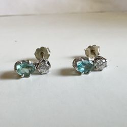 Diamond and Topaz Earrings 14K