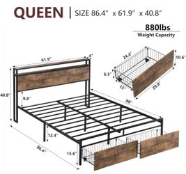 Queen Size Metal Bed Frame 