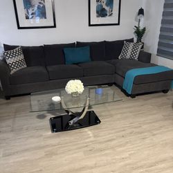 Charcoal Grey Sofa w/Chaise